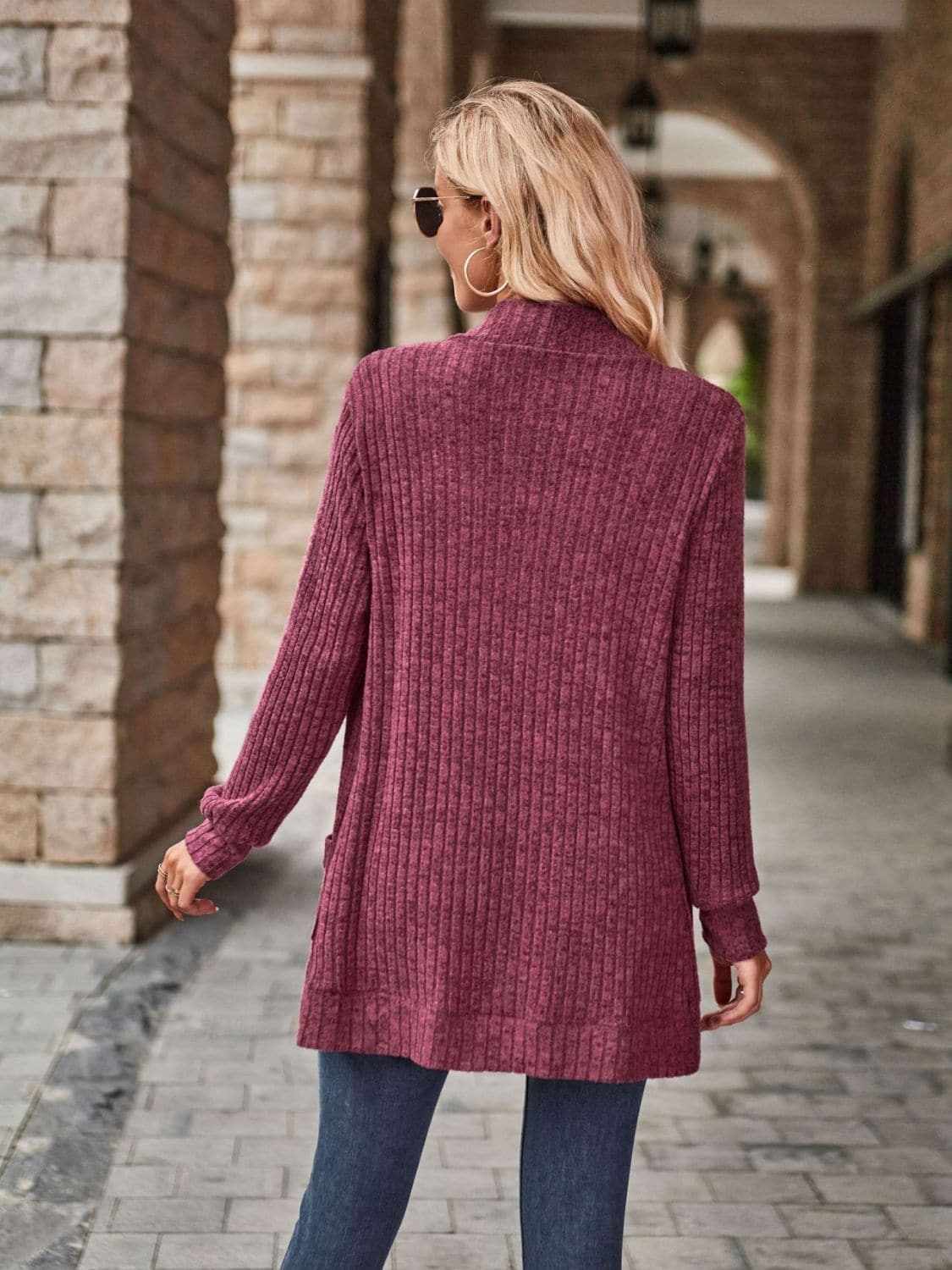 Cozy open front cardigan with pockets - Love Salve 