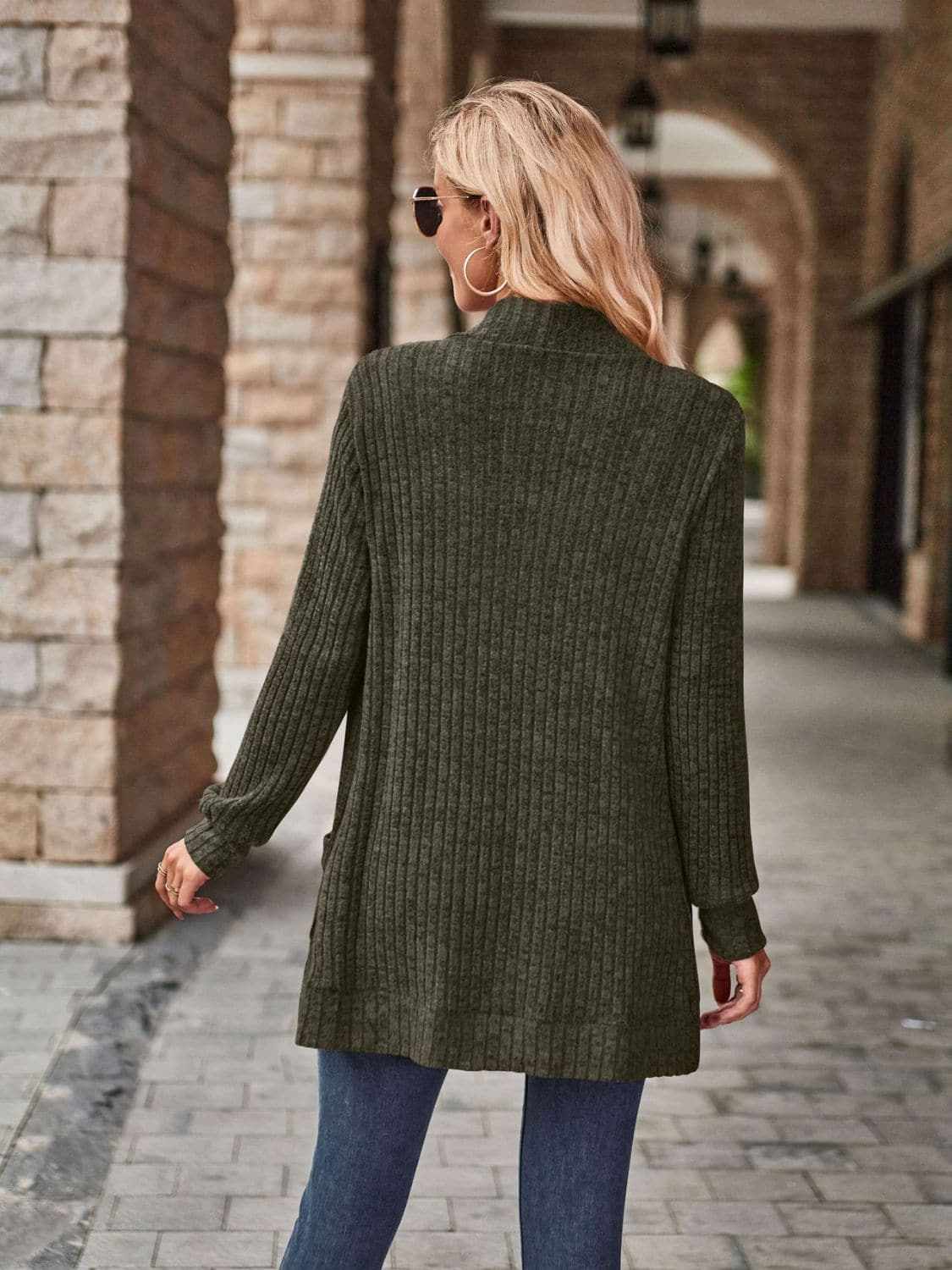 Cozy open front cardigan with pockets - Love Salve 