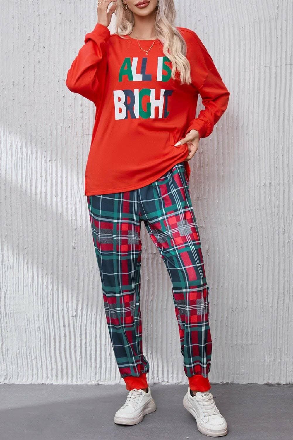 Cozy plaid lounge set for women 