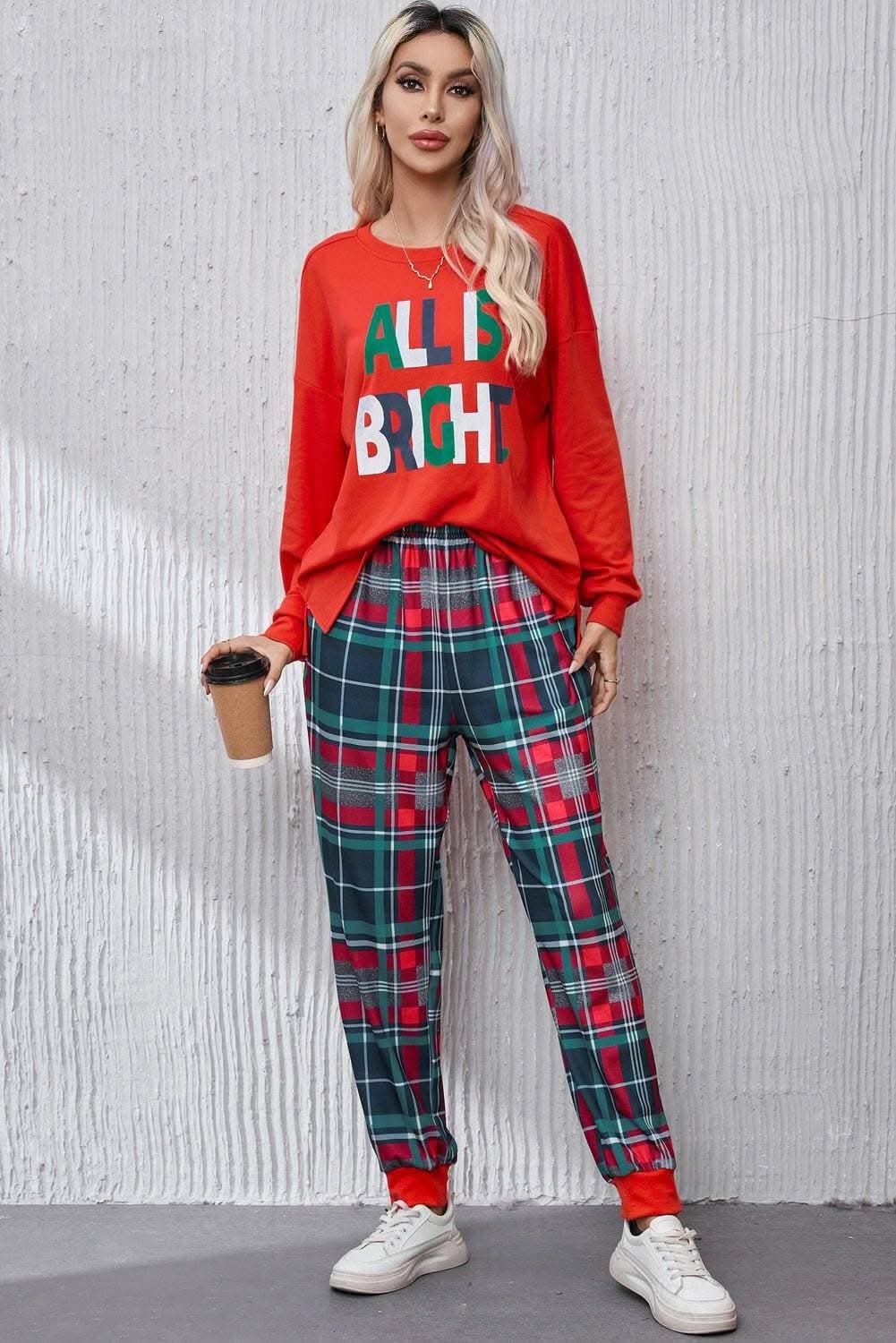 Cozy plaid lounge set for women 