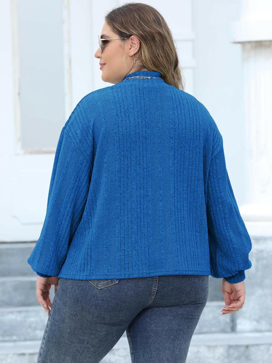 Cozy plus size ribbed mock neck top - Love Salve 