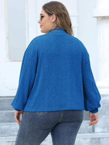 Cozy plus size ribbed mock neck top - Love Salve 