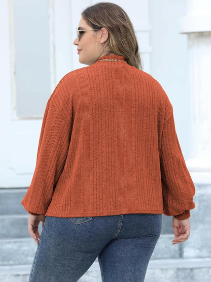 Cozy plus size ribbed mock neck top - Love Salve 