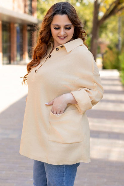 Cozy plus size thermal tunic with pockets - Love Salve 