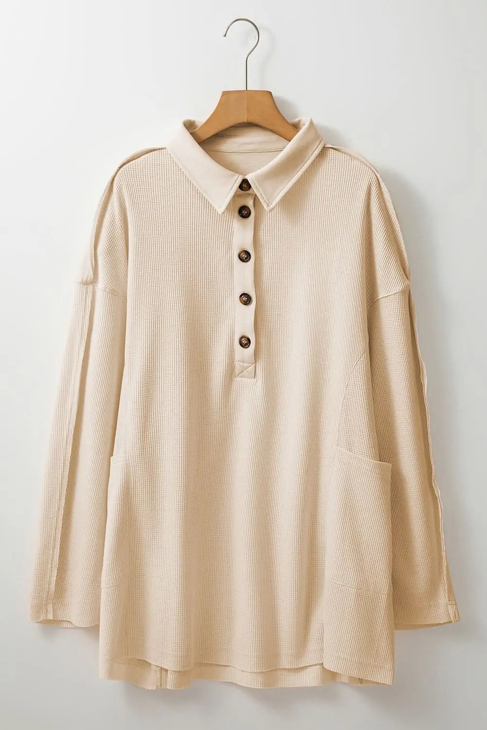 Cozy plus size thermal tunic with pockets - Love Salve 