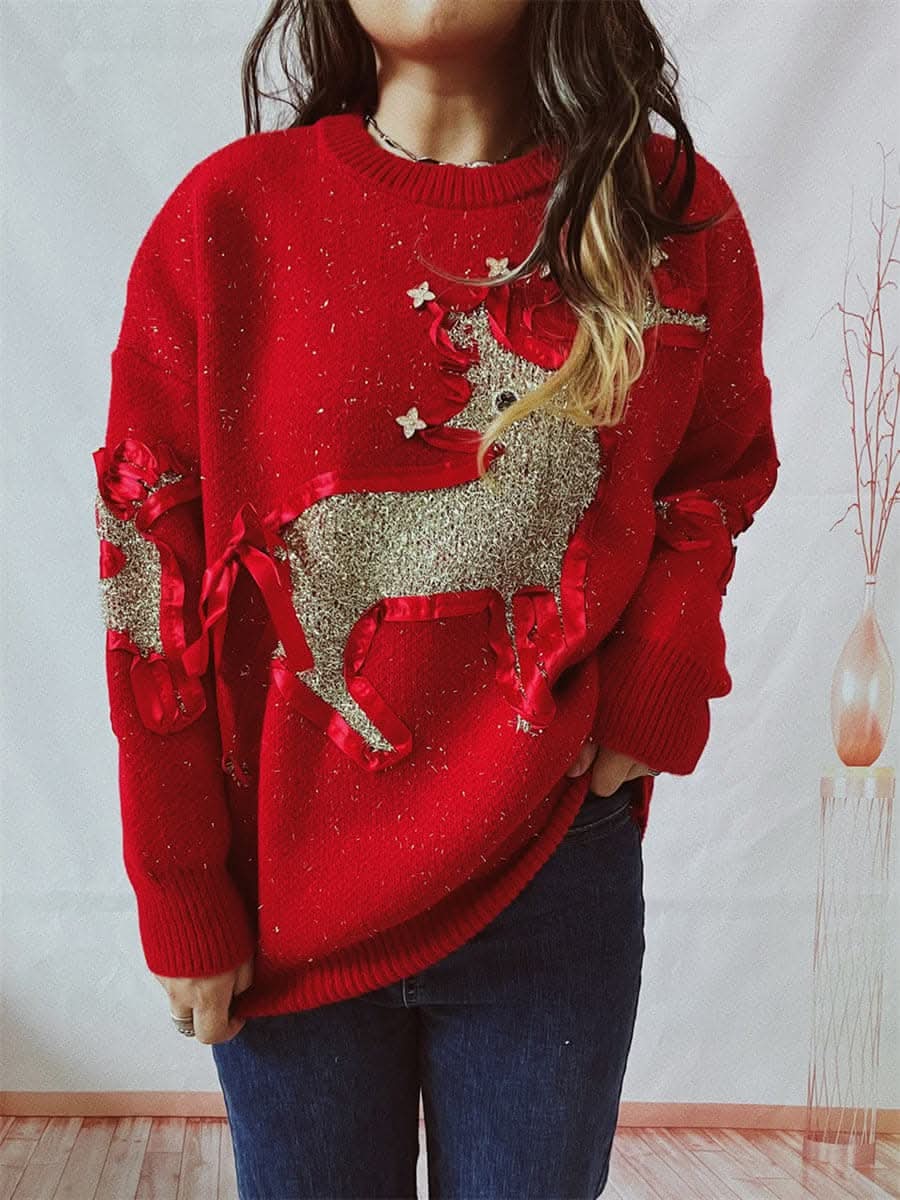 Cozy reindeer long sleeve sweater - Love Salve 