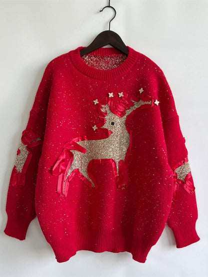 Cozy reindeer long sleeve sweater - Love Salve 