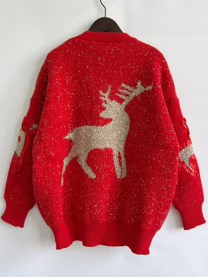 Cozy reindeer long sleeve sweater - Love Salve 