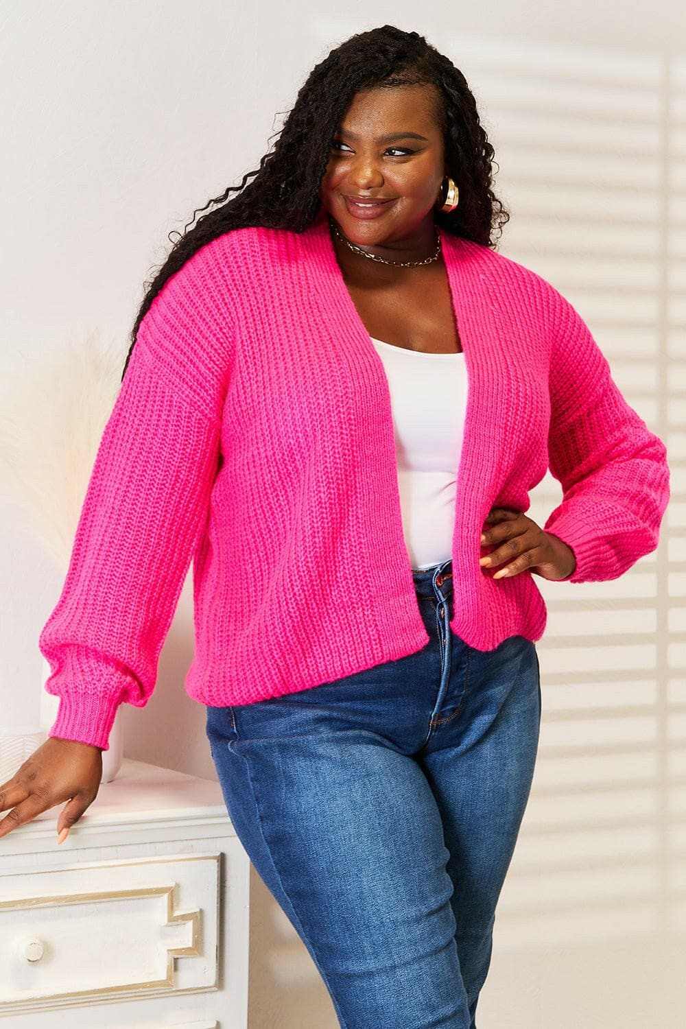 Cozy rib-knit cocoon cardigan - Love Salve 
