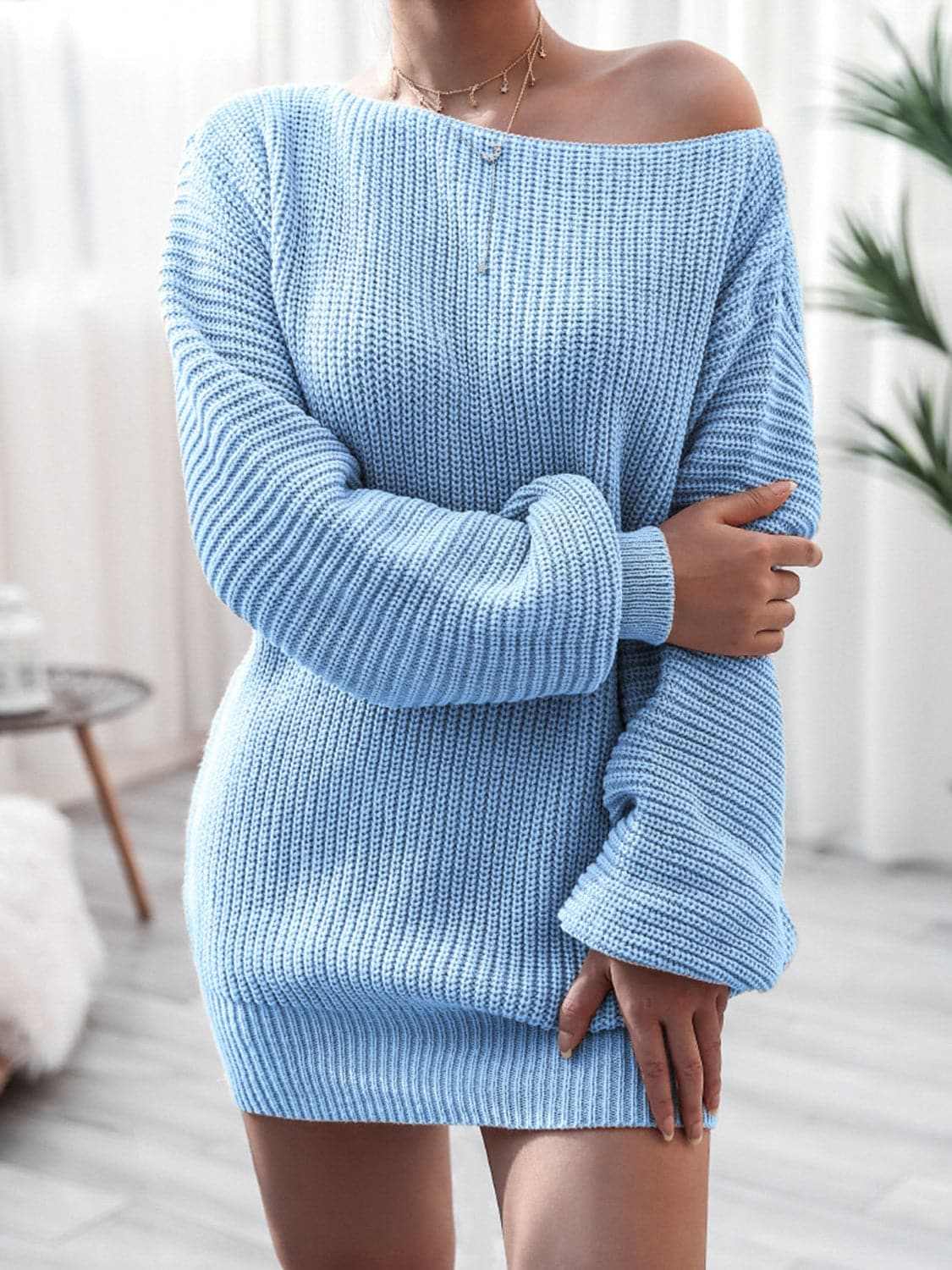 Cozy ribbed sweater dress - acrylic - Love Salve 