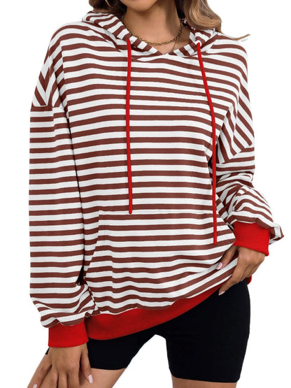Cozy striped hoodie with drawstring 