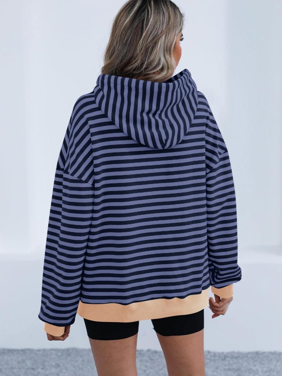 Cozy striped hoodie with drawstring 