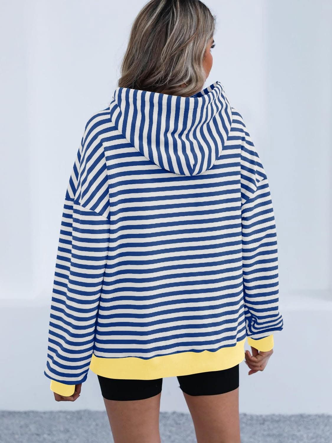 Cozy striped hoodie with drawstring 