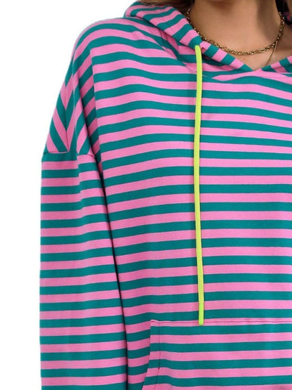 Cozy striped hoodie with drawstring 