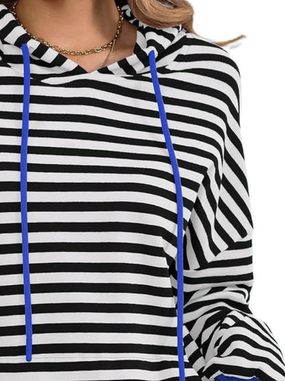 Cozy striped hoodie with drawstring 