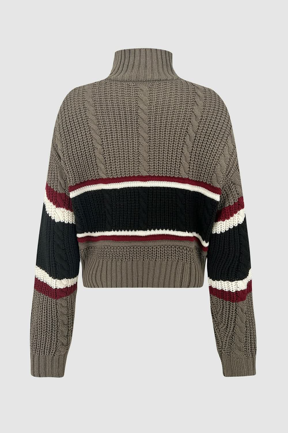 Cozy striped quarter zip sweater - Love Salve 