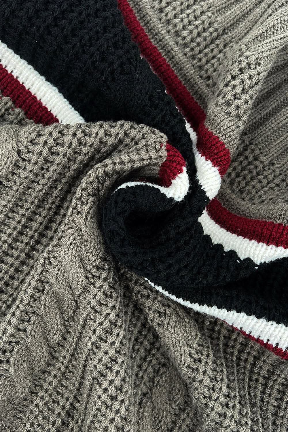 Cozy striped quarter zip sweater - Love Salve 