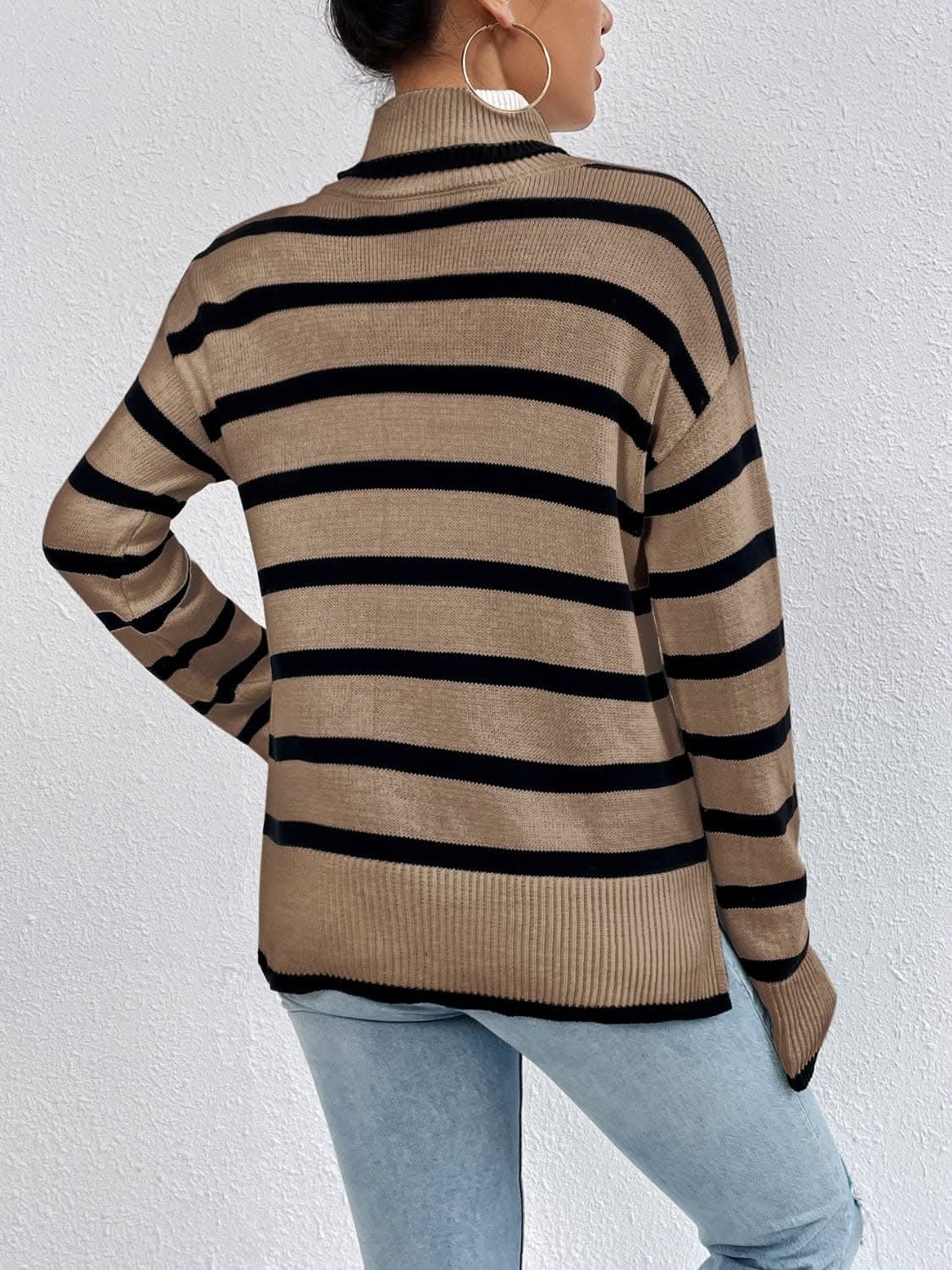 Cozy striped turtleneck sweater 