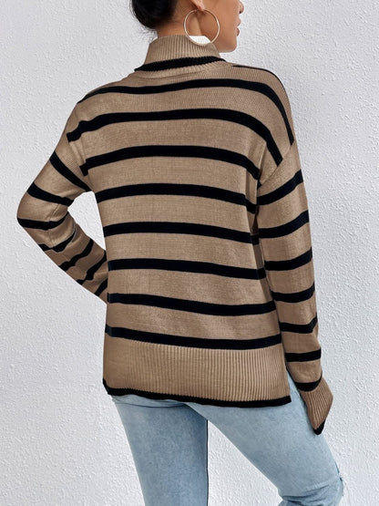 Cozy striped turtleneck sweater 