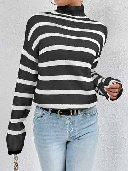Cozy striped turtleneck sweater 