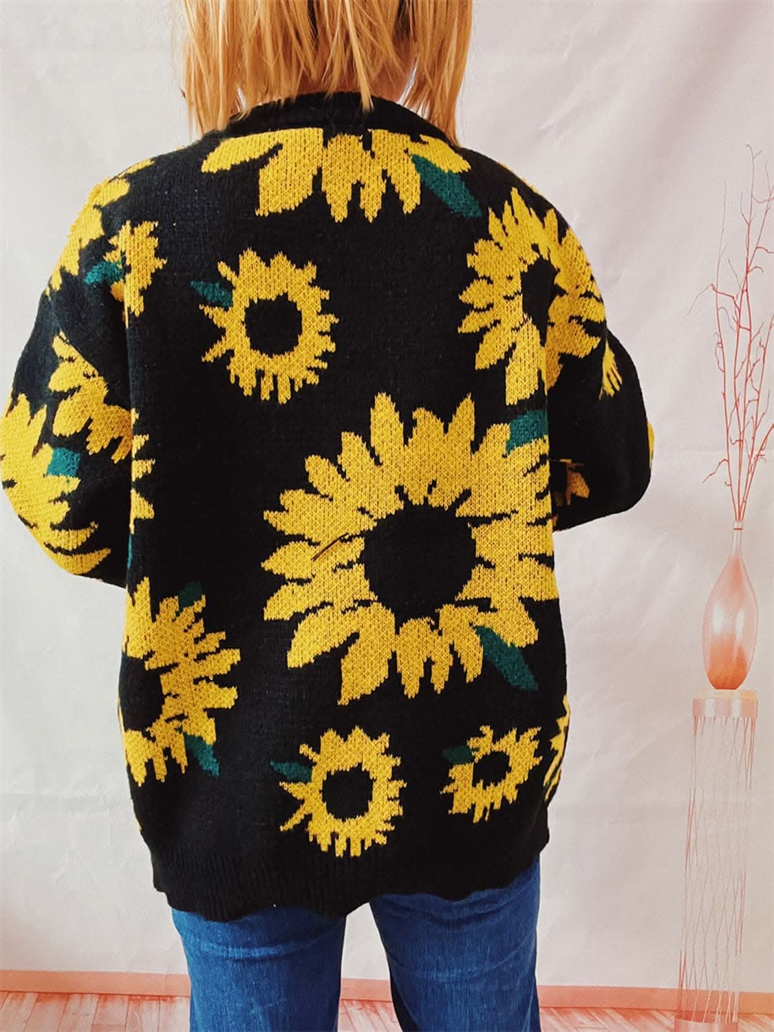 Cozy sunflower long sleeve sweater 