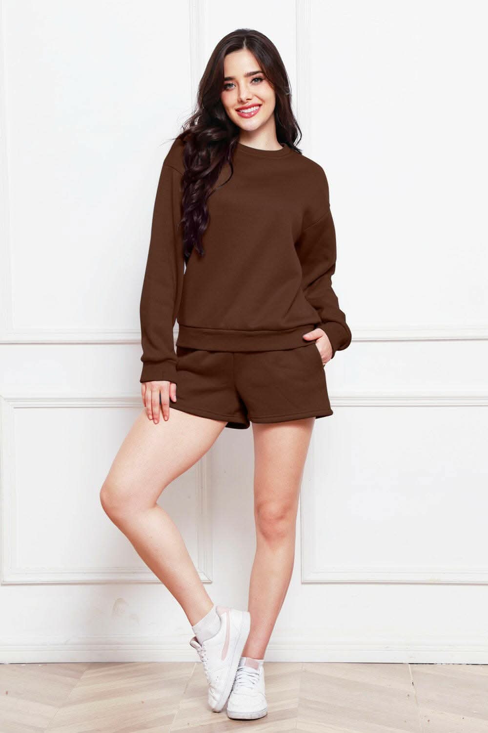 Cozy sweatshirt and shorts set - Love Salve 