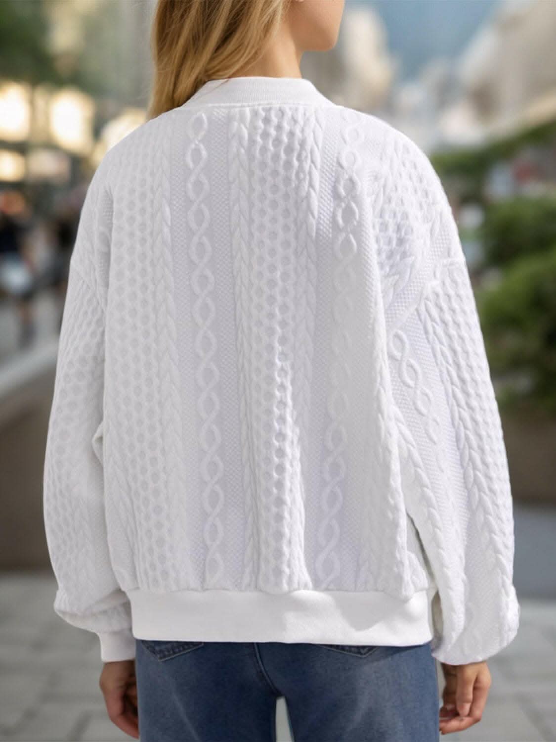 Cozy textured zip-up jacket - Love Salve 