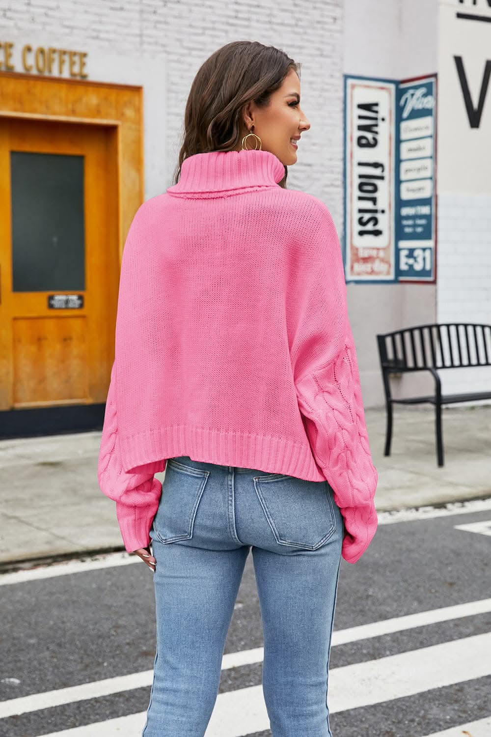 Cozy turtleneck cable-knit sweater 