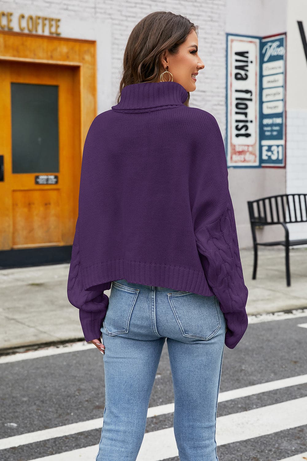 Cozy turtleneck cable-knit sweater 