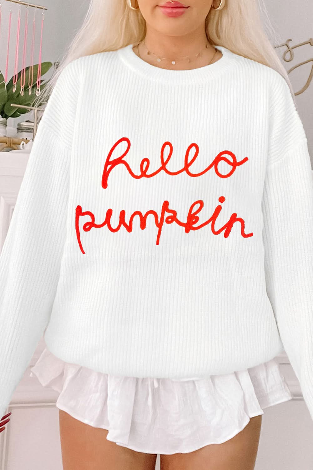 Cozy white pumpkin sweater - Love Salve 