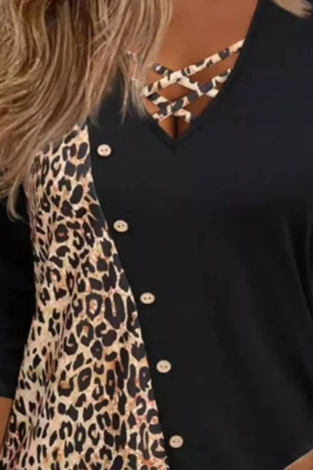Crisscross leopard long sleeve tee - Love Salve 