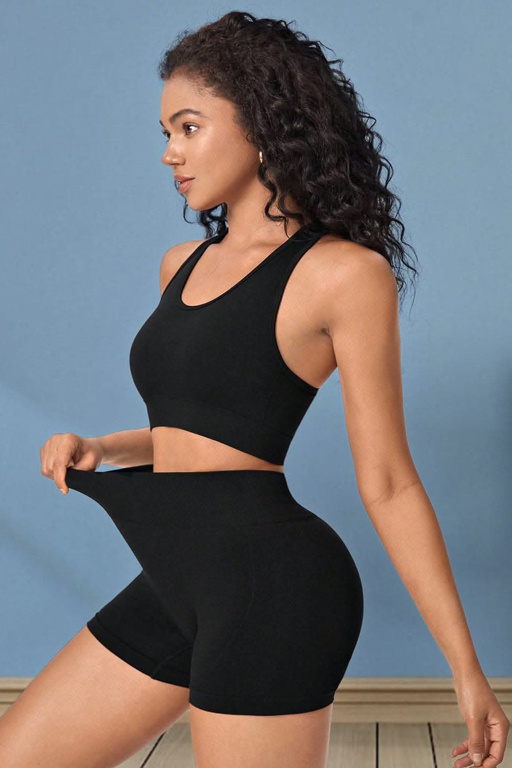Cropped athletic tank and shorts set 