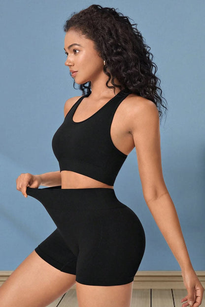 Cropped athletic tank and shorts set 