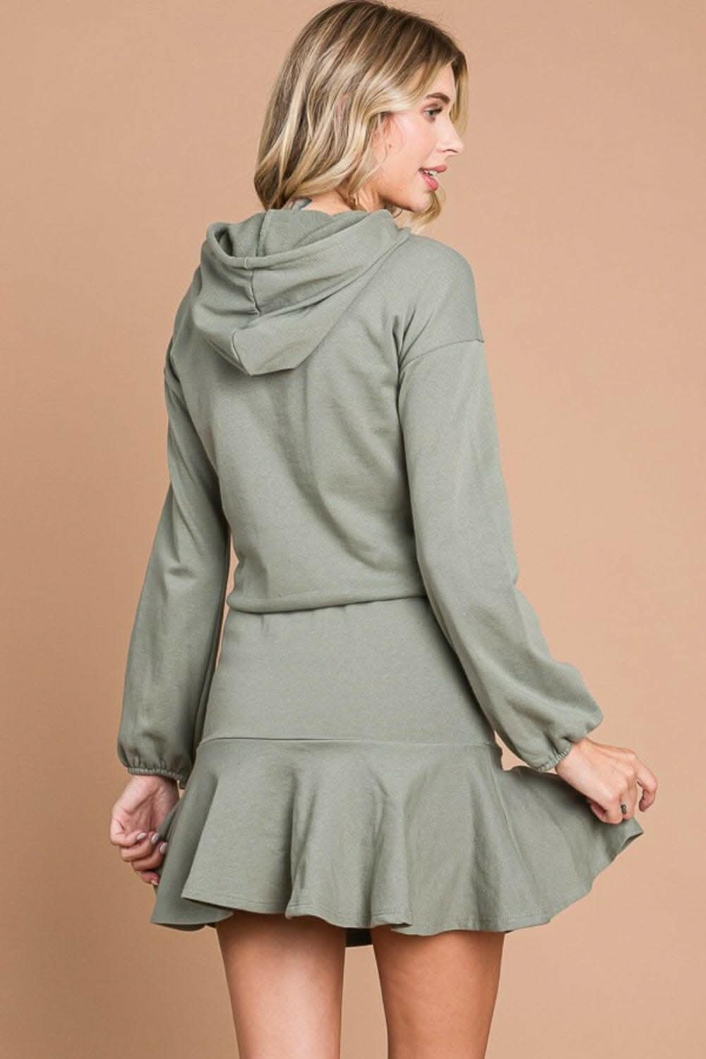 Culture Code Chic Drawstring Hooded Mini Dress with Dropped Shoulder 