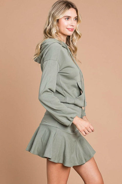 Culture Code Chic Drawstring Hooded Mini Dress with Dropped Shoulder 