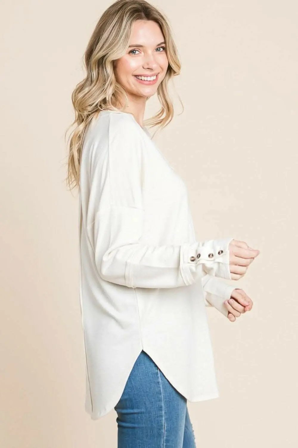 Culture Code Full Size V-Neck Dropped Shoulder Blouse - Love Salve 