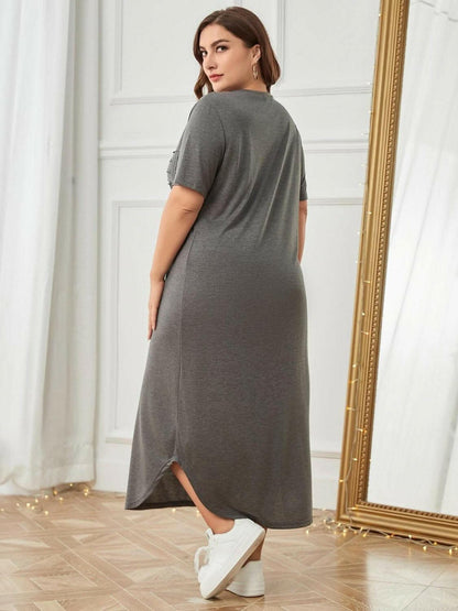 Curvy Chic V-Neck Dress with Pockets - Love Salve 