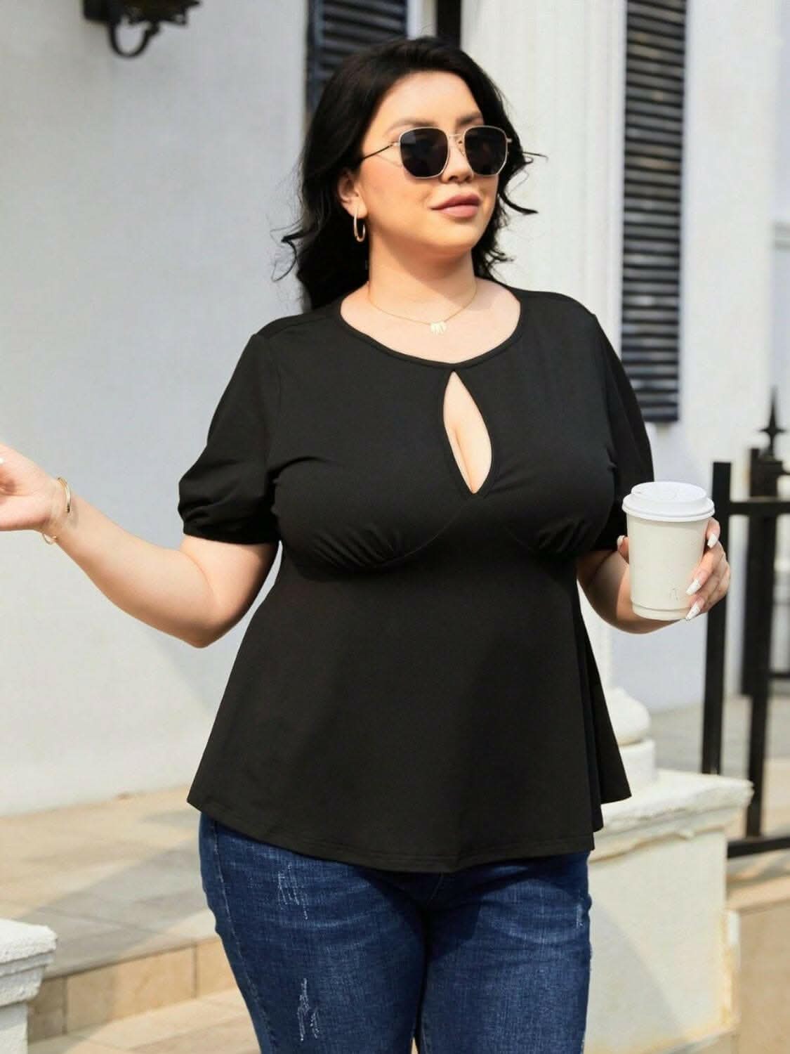Curvy cutout short sleeve top - Love Salve 