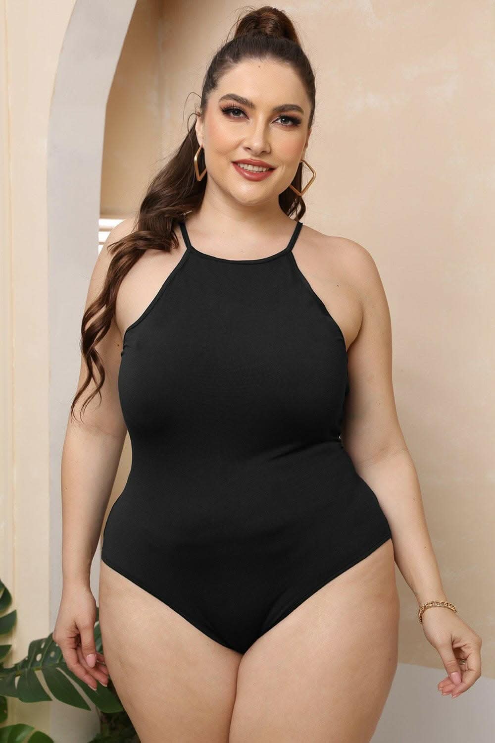 Curvy halter neck bodysuit 