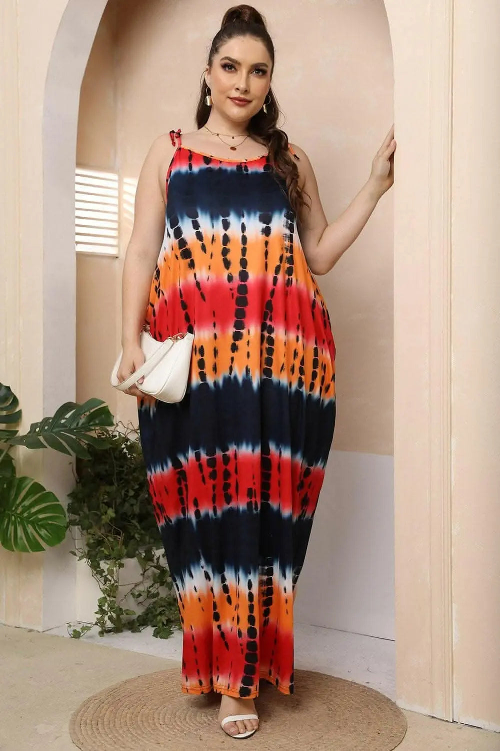 Curvy tie-shoulder maxi dress - Love Salve 