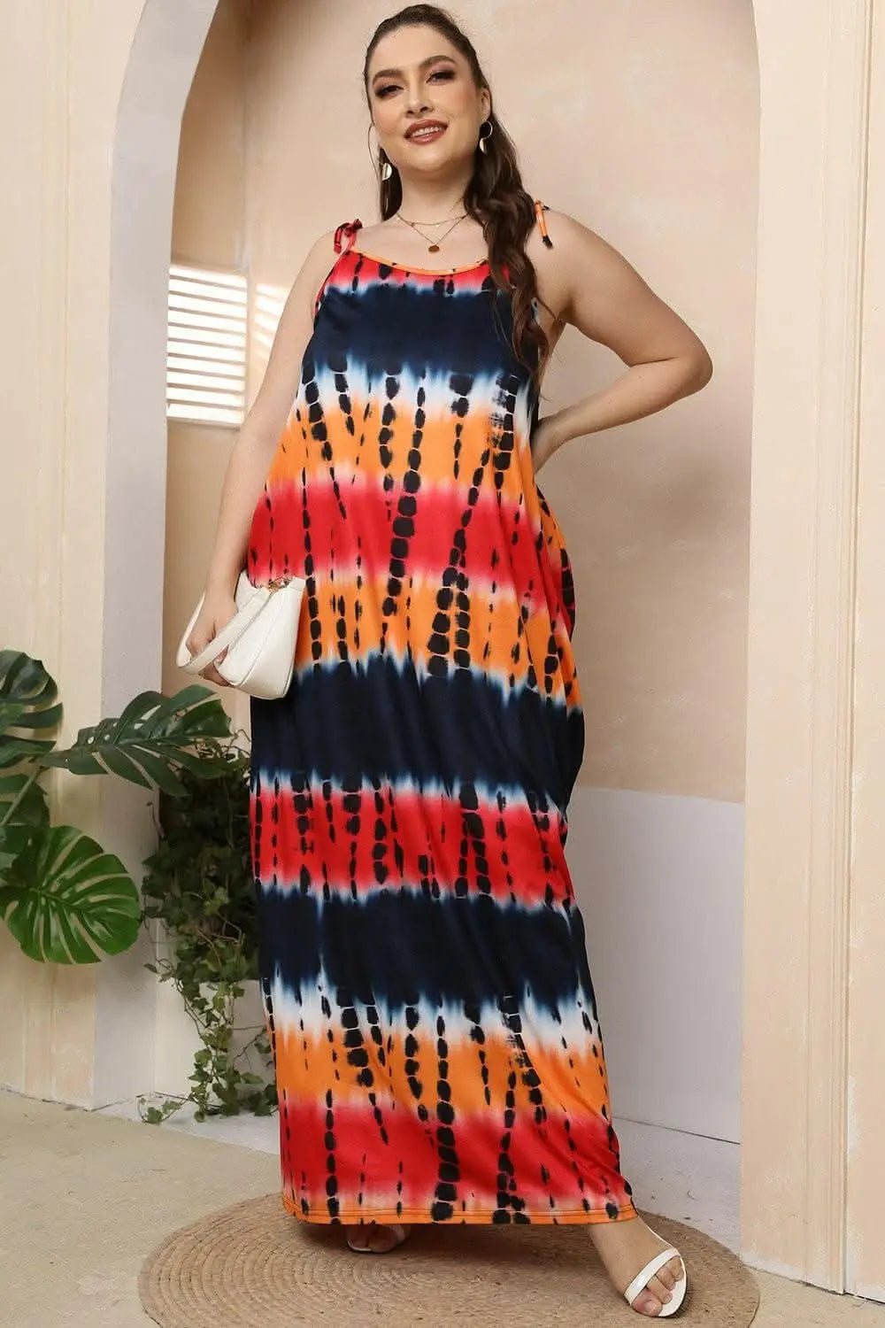 Curvy tie-shoulder maxi dress - Love Salve 