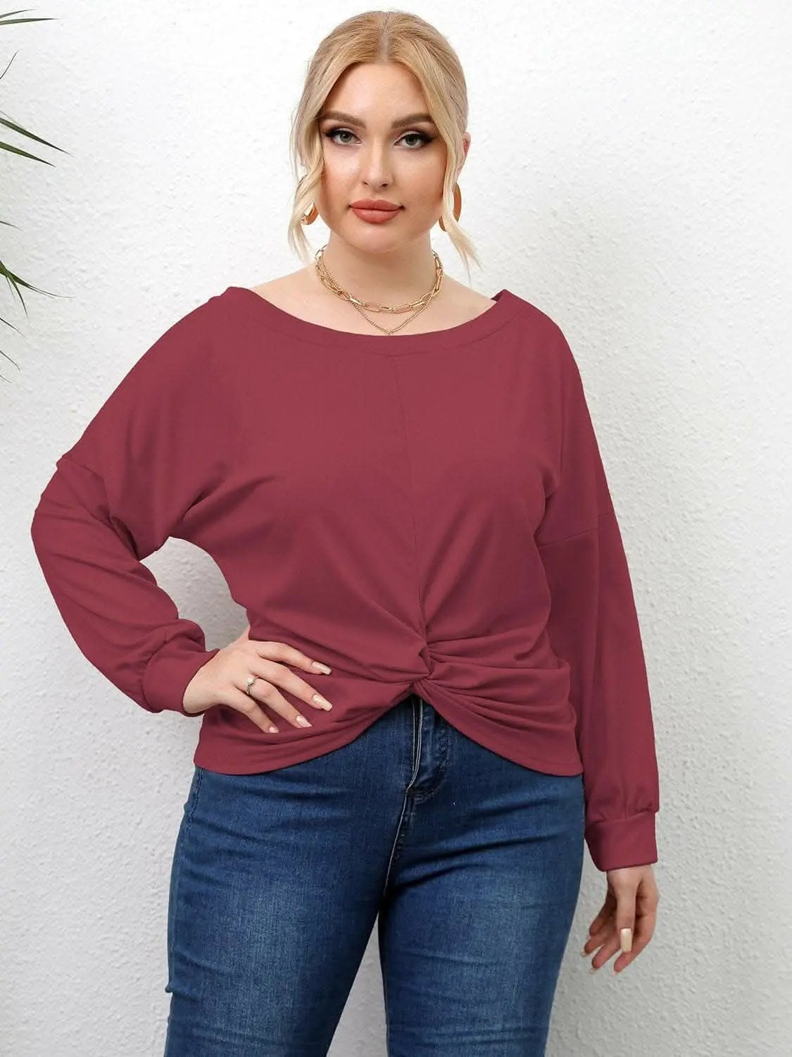Curvy twist drop shoulder tee - Love Salve 