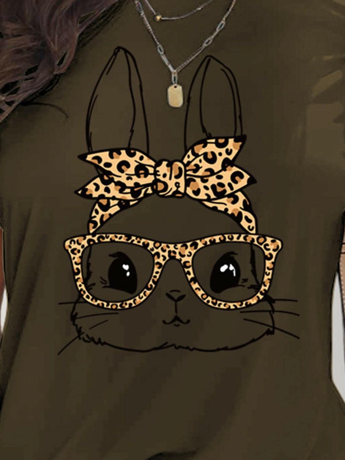 Cute rabbit print tee - comfy fit 
