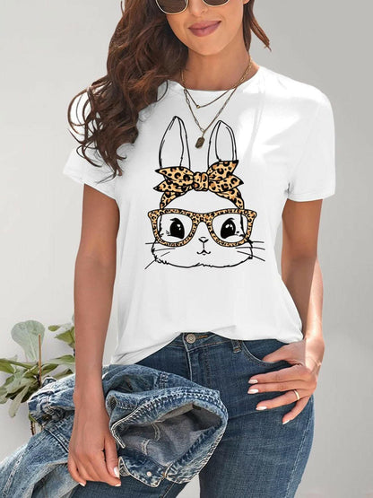 Cute rabbit print tee - comfy fit 