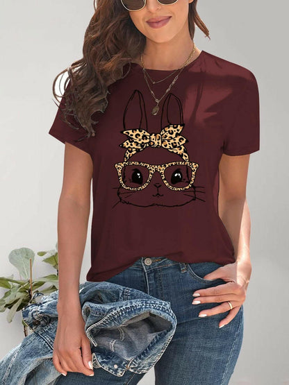 Cute rabbit print tee - comfy fit 
