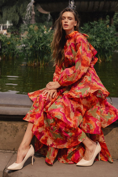 WINDING AUTUMN WOVEN MAXI DRESS