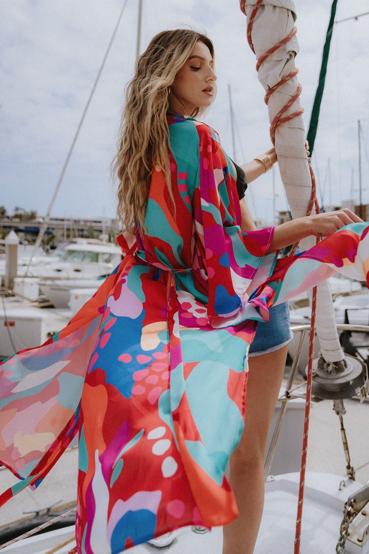 CANCUN GETAWAY SATIN MIDI KIMONO Flying Tomato