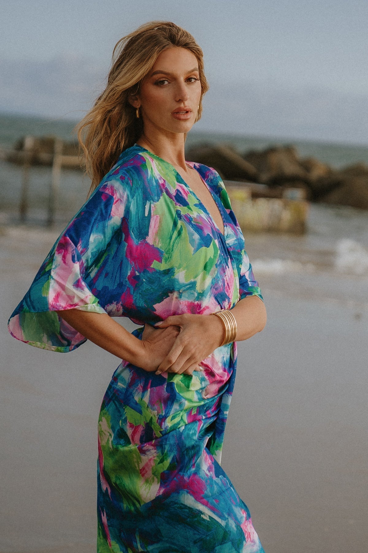 ON THE HORIZON WOVEN SATIN MIDI DRESS Flying Tomato