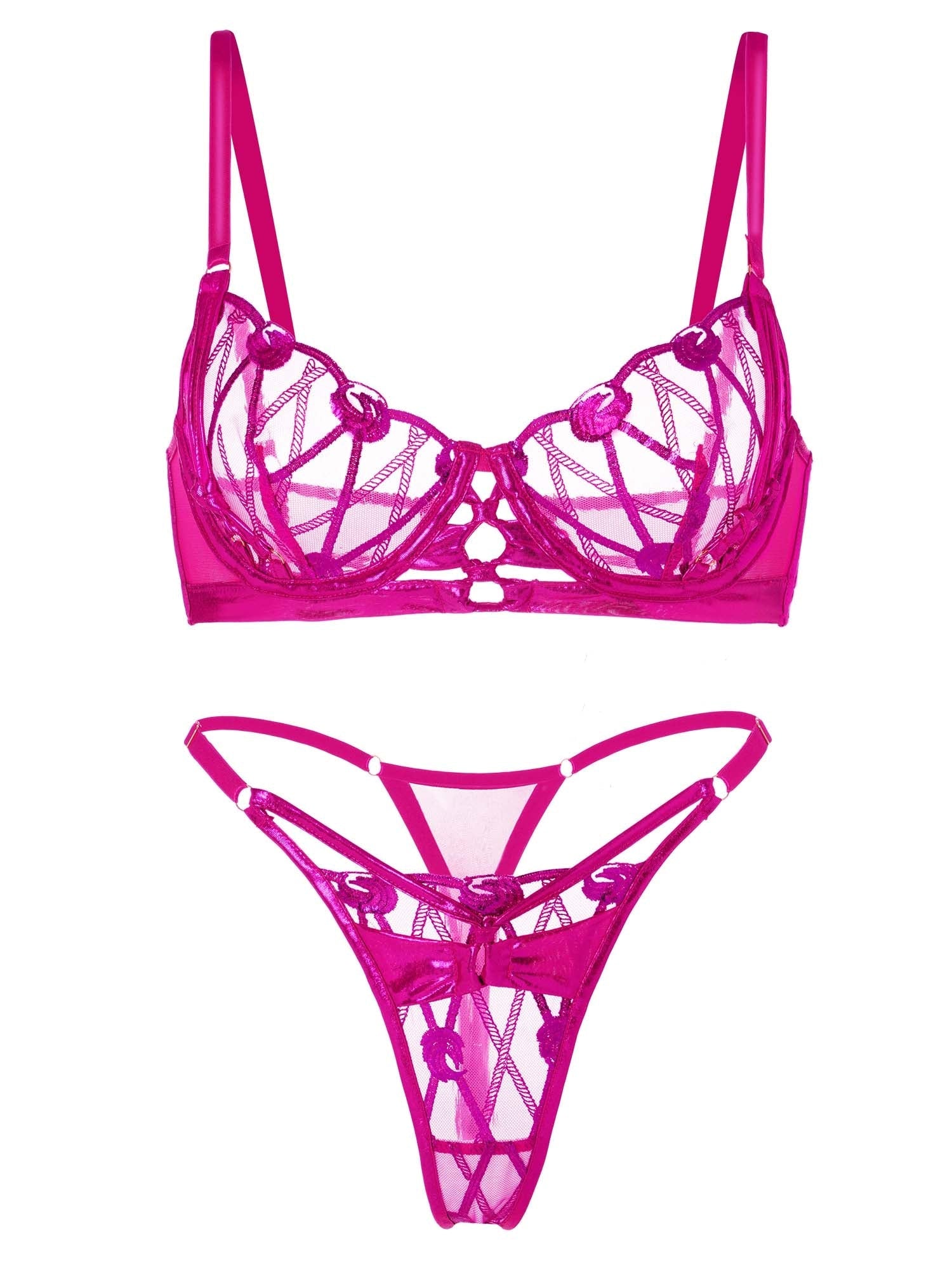 Opulent Magenta Fantasy Lingerie Set With Gold Foil Accents Hello.LA.Girl