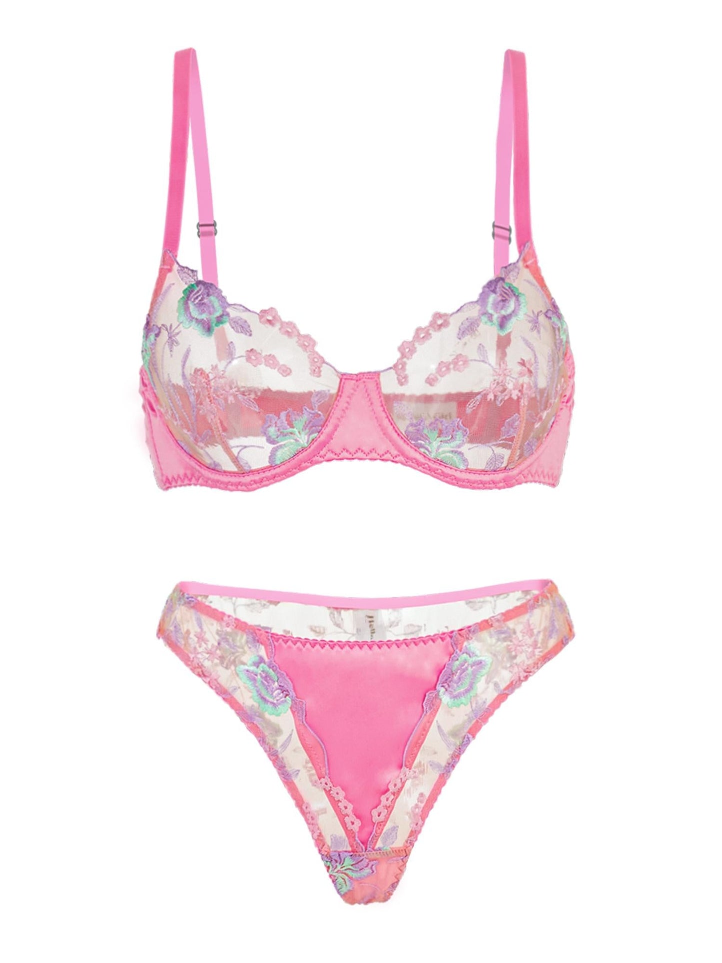 Pink Petals Embroidered Lingerie Set for Charming Style